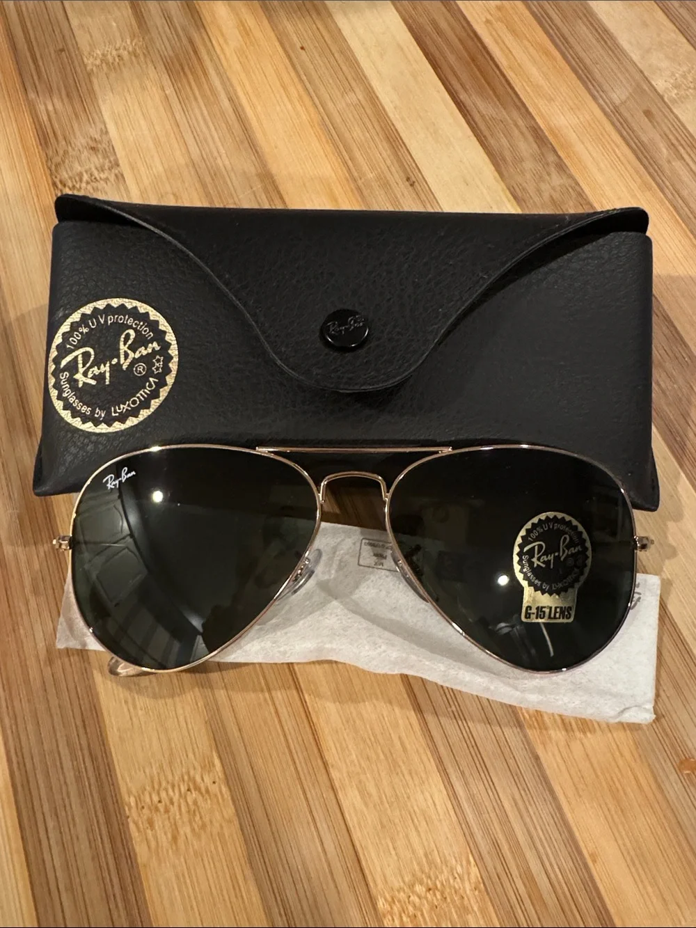 Ray-Ban Aviator Sunglasses - Black Lenses, Gold Frame